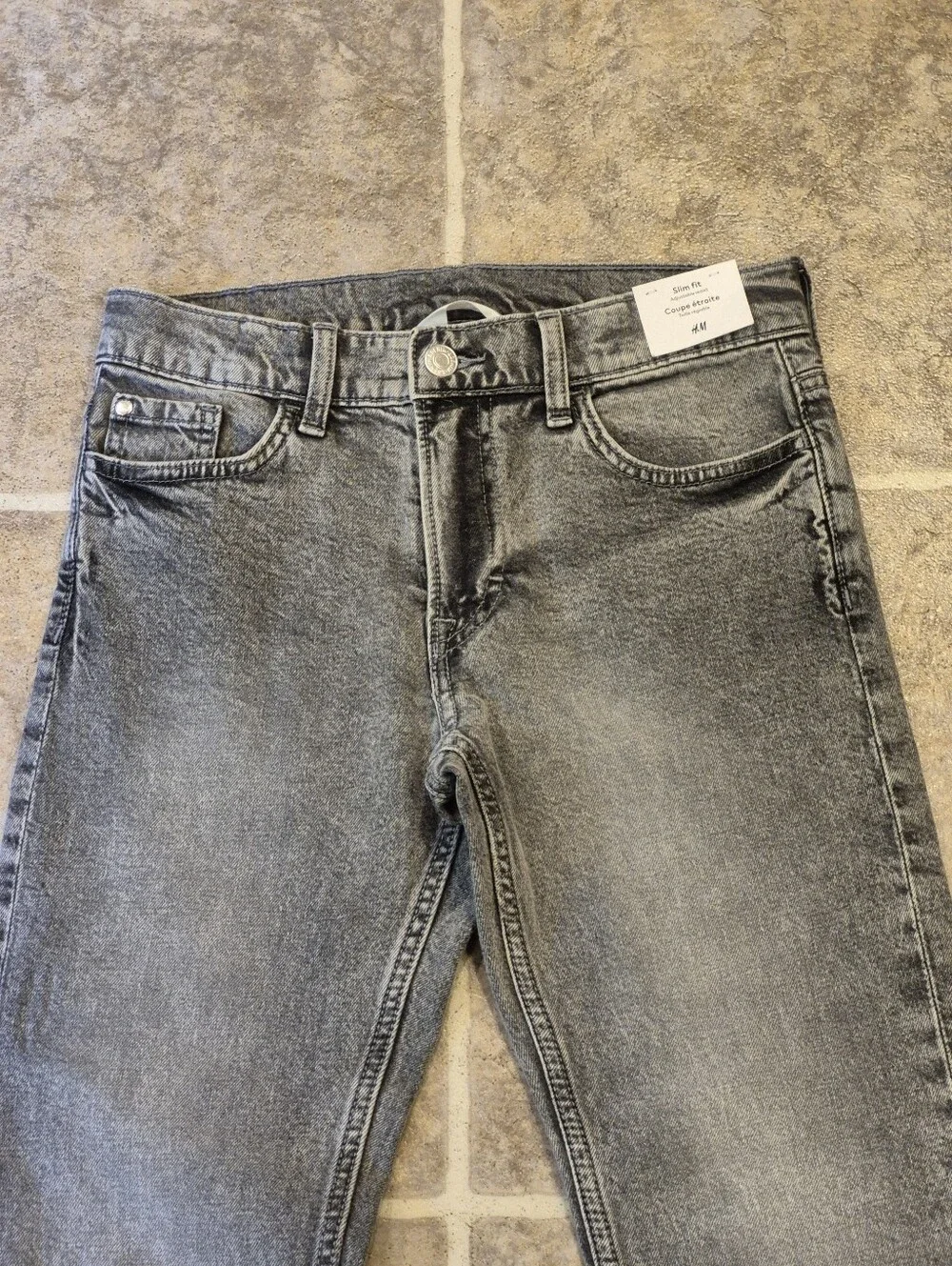 NWT H&M Boys Grey Straight Leg Slim Fit Jeans Size 12